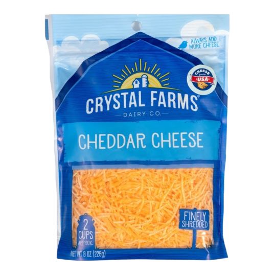 CRYSTAL FARMS SHREDDED CHEDDAR CHEESE 8 OZ