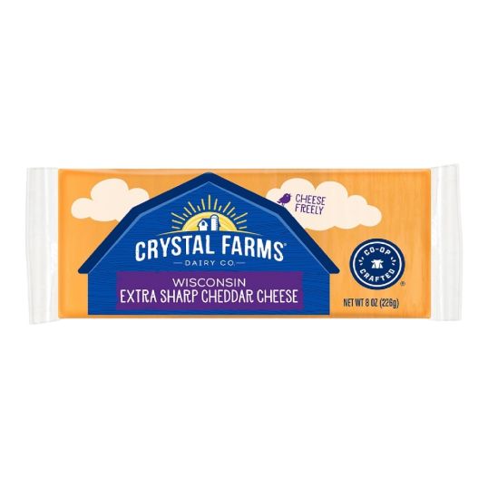 CRYSTAL FARMS EXTRA SHARP CHEDDAR CHEESE CHUNKS 8 OZ