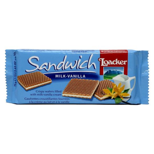 LOACKER MILK VANILA CREAM WAFERS 75 GMS