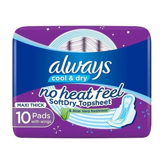 ALWAYS COOL AND DRY LARGE SANITARY PADS WITH WINGS 10'S