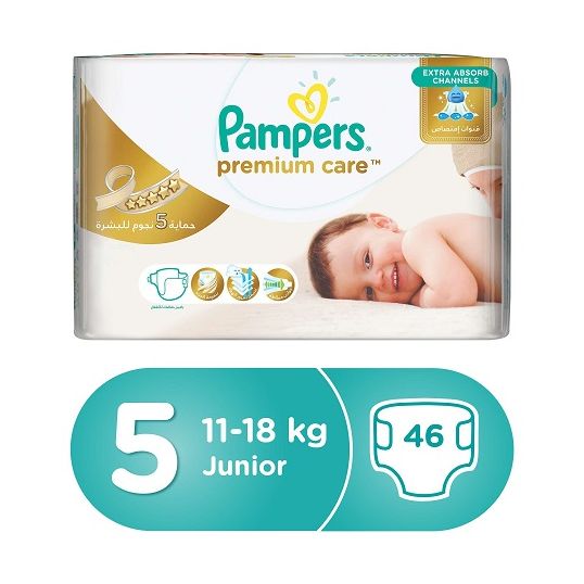 PAMPERS PREM.CARE DIAPER S5 MEGA PACK 46`S