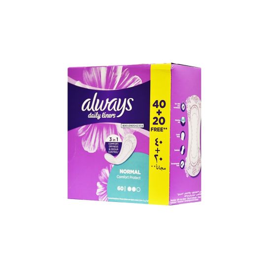 ALWAYS PANTY LINER NORMAL 40 + 20 FREE