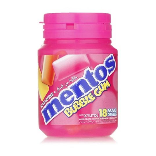 MENTOS BUBBLE GUM STRAWBERRY ORANGE AND LEMON BOTTLES 64.8 GMS