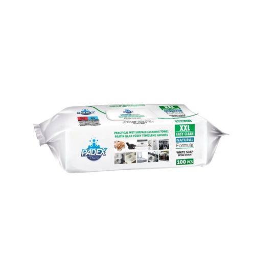 PADEX WHITE SOAP MULTI SURFACE CLEANER WIPE XXL 100'S