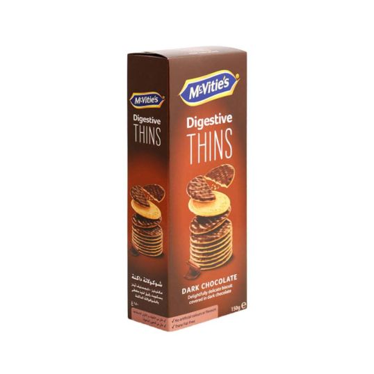 MCVITIES DIGESTIVE THINS DARK CHOC 150 GMS