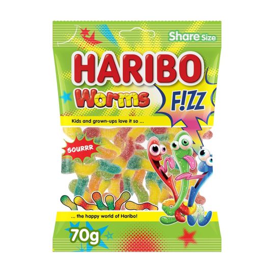 HARIBO FIZZY WORMS JELLY 70 GMS