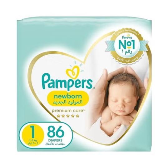 PAMPERS PREMIUM S1 MEGA PACK 86'S