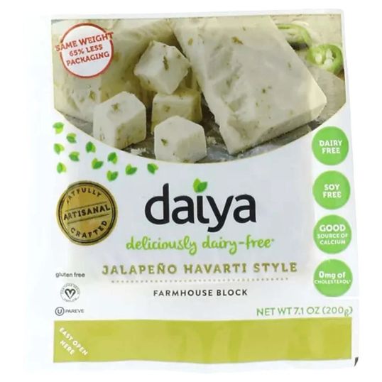 DAIYA VEGAN BLOCK CHEESE HAVARTI JALAPENO AND GARLIC 7.1 OZ