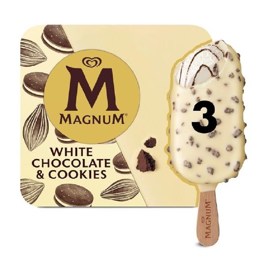 WALLS MAGNUM WHITE COOKIE STICK 3X90 GMS