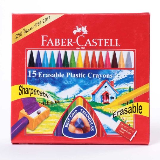 FABER CASTELL ERASABLE CRAYONS 70 MM 15'S