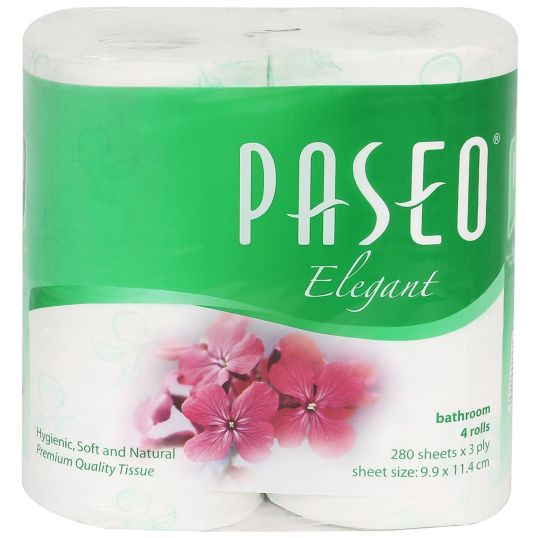 PASEO APPLE PRINT TOILET ROLLS 280S 4ROLLS