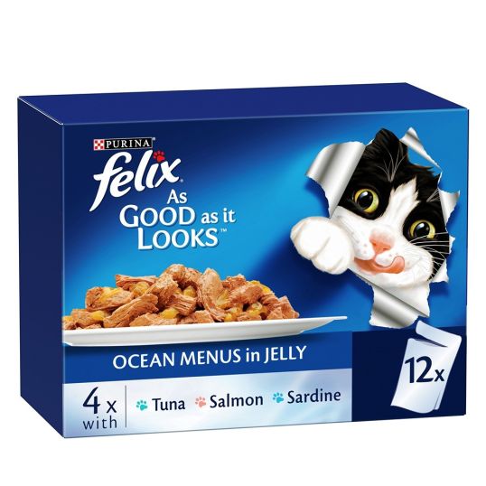 FELIX CAT FOOD OCEAN MENUS IN JELLY 12X85 GMS