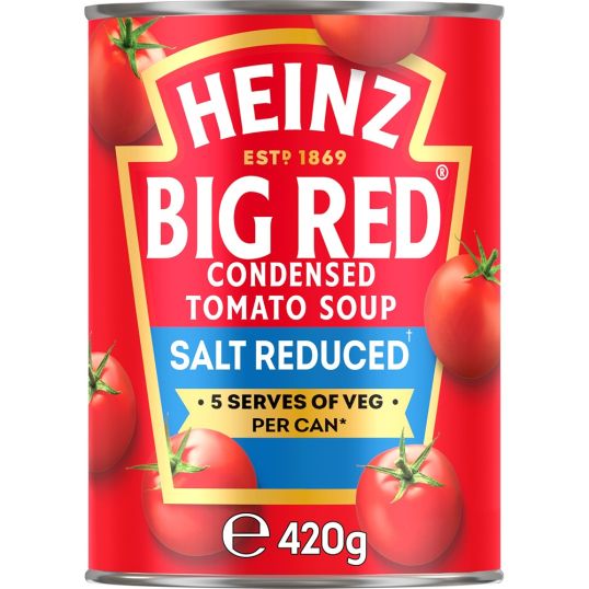 HEINZ BIG RED SALT REDUCED CONDENSED TOMATO SOUP 420 GMS