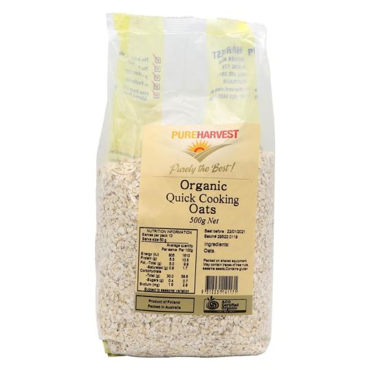 PUREHARVEST ORGANIC QUICK COOKING OATS 500 GMS