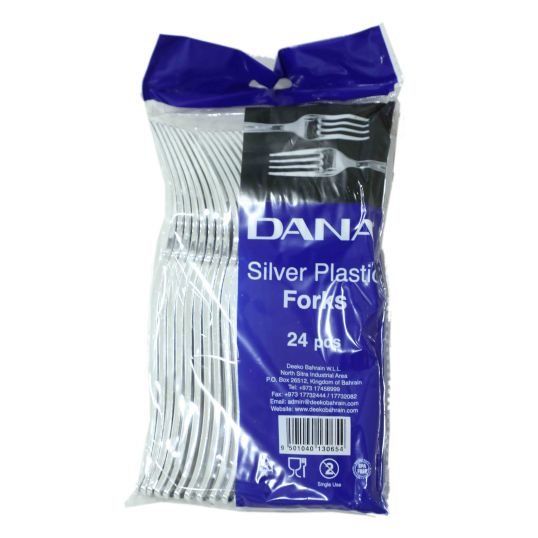 DANA SILVER PLASTIC FORK 24`S