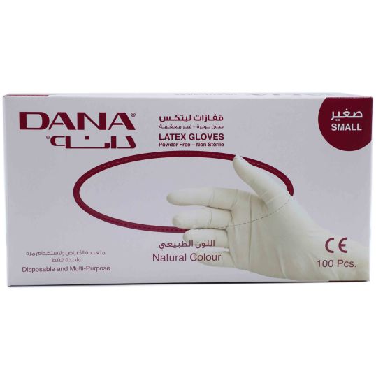 DANA LATEX GLOVES SMALL NAT.COLOUR 100`S