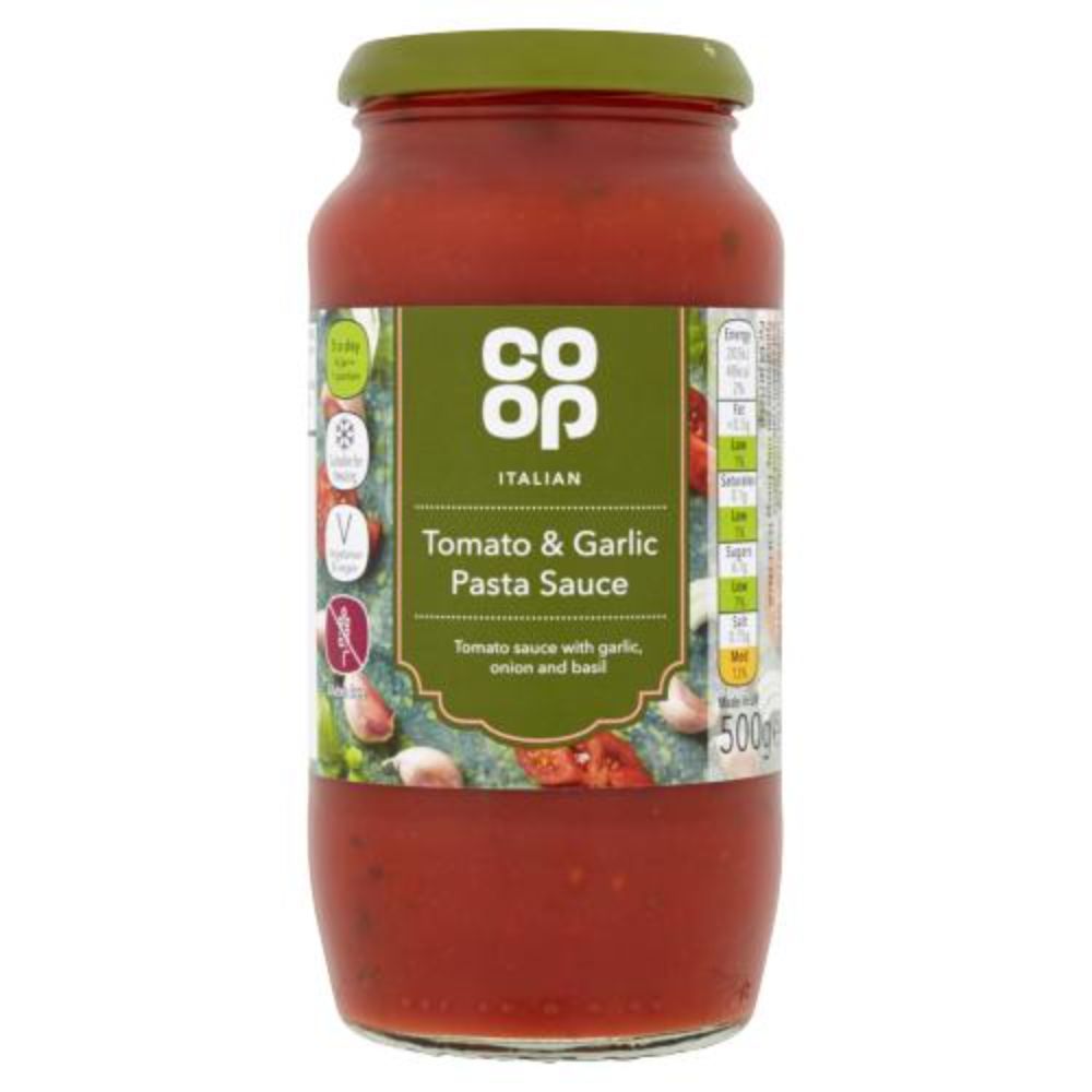 COOP ITALIAN TOMATO AND GARLIC PASTA SAUCE 500 GMS