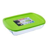 PYREX COOK & STORE XL RECTANGULAR ROASTER WITH GREEN LID