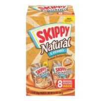 SKIPPY NATURAL CREAMY PEANUT BUTTER SPREAD 8 PCH 9.2 OZ