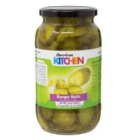 AMERICAN KITCHEN BURGER STYLE SLICED GHERKINS 34 OZ