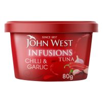 JOHN WEST INFUSION TUNA WITH CHILLI GARLIC 80 GMS