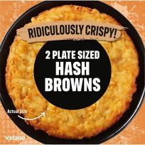 ICELAND 2 PACK RIDICULOUSLY CRISPY PLATE SIZED HASH BROWN 400 GMS