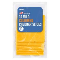 ICELAND 10PK MILD COLOURED CHEDDAR SLICES 250 GMS