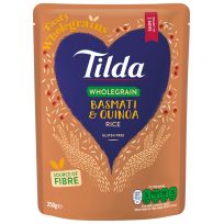 TILDA STEAMED BASMATI BROWN AND QUINOA RICE 250 GMS