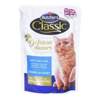 BUTCHER`S DINNER CAT TROUT&COD CHUNKS GRAVY 100 GMS