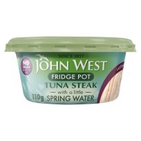 JOHN WEST TUNA STEAK NO DRAIN SPRINGWATER FRIDGE POT 110 GMS