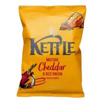 KETTLE MATURE CHEDDAR&RED ONION POTATO CHIPS 130 GMS