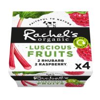 RACHEL'S ORGANIC LUSCIOUS FRUITS RASPBERRY AND RHUBARB 4X110 GMS