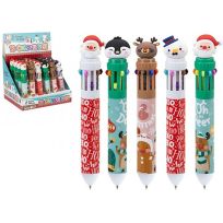 CHRISTMAS 10 COLOUR PEN IN DISPLAY BOX 4 ASST 1'S