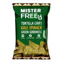 MISTER FREED TORTILLA CHIPS WITH KALE SPINACH GREEN GOODNESS GLUTEN FREE 135 GMS