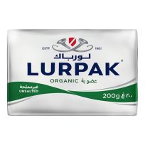 LURPAK BUTTER UNSALTED ORGANIC 200 GMS