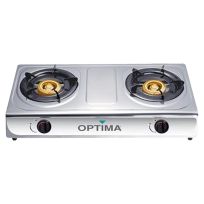 OPTIMA STAINLESS STEEL 2 BURNER GAS STOVE SILVER GB220E