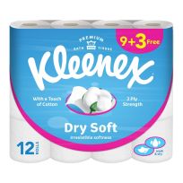 KLEENEX DRY SOFT TOILET ROLL 9+3 FREE