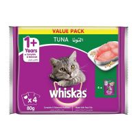 WHISKAS ADULT IN JELLY WITH TUNA FOR CAT FOOD 4X80 GMS