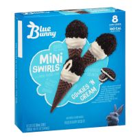 BLUE BUNNY ICE CREAM MINI SWIRLS COOKIES N CREME 13.8 OZ