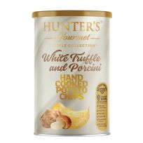 HUNTER'S GOURMET WHITE TRUFFLE AND PORCINI HAND COOKED POTATO CHIPS CAN 150 GMS