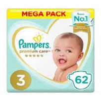 PAMPERS PREM.CARE DIAPER S3 MEGA PACK 62`S