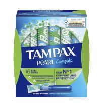 TAMPAX PEARL COMPAK SUPER TAMPONS WITH APPLICATOR 16 PKT