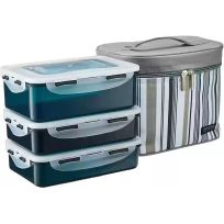 LOCK AND LOCK LUNCH BOX 3 PCS SET + GREY BAG 1'S