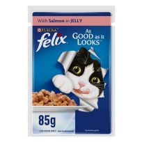 PURINA FELIX SENSATIONS JELLIES SALMON AND TOMATO FLAVORS 85 GMS