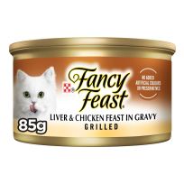 FANCY FEAST GRILLED LIVER AND CHICKEN FEAST IN GRAVY CAT WET FOOD 85 GMS