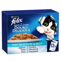 FELIX DOUBLY DELICIOUS FISH SELECTION IN JELLY 12X85 GMS